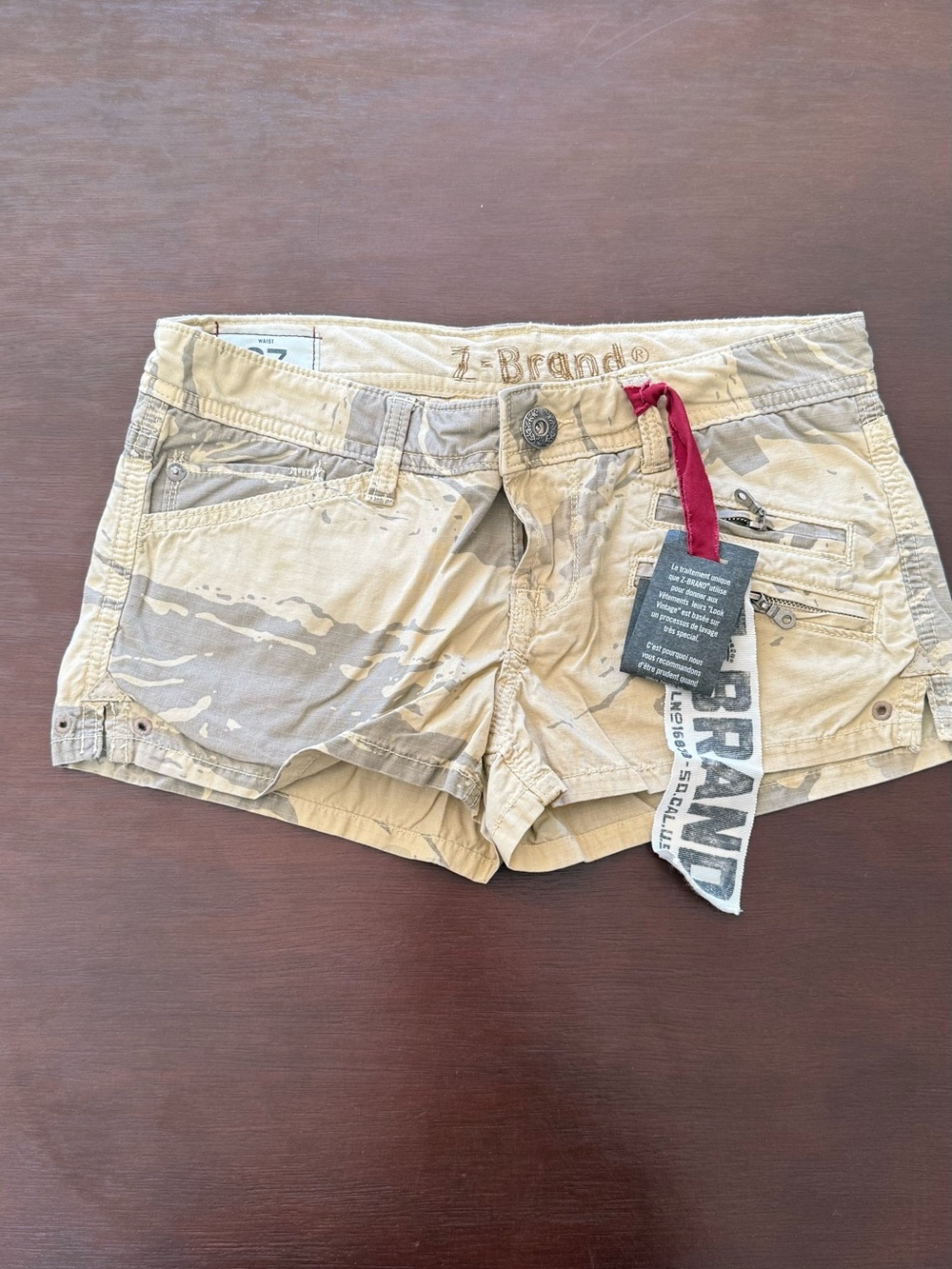 Women's Beige Cargo-Style Camo Shorts